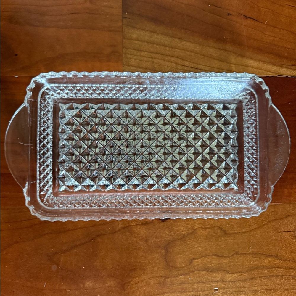 Vintage Anchor Hocking Wexford Crystal cranberry service tray #trinkets